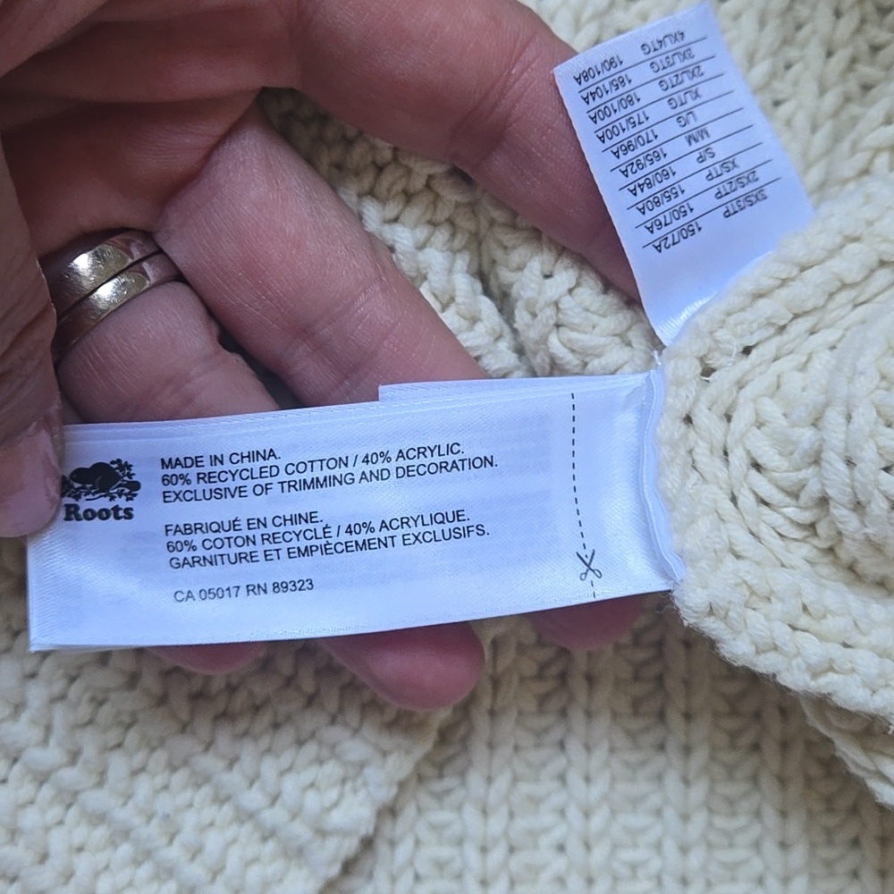 ROOTS V-NECK RIBBED KNIT SWEATER SZ S - Picture 8 of 9